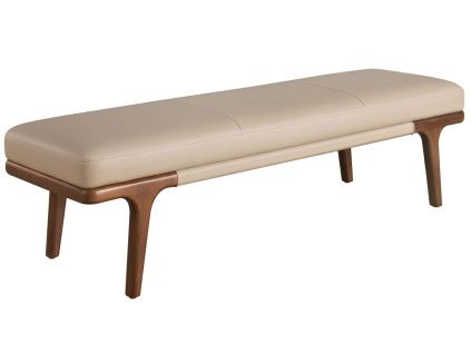 Béžová koženková lavice No. 5179, 162 cm