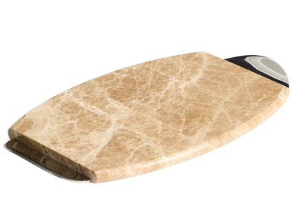 Béžový mramorový servírovací podnos s kovovými úchyty  Kave Home Adoma 39,5 x 21 cm