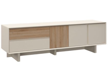 Béžový TV stolek Carpi 180 x 45 cm s dubovým dekorem