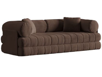 Hnědá sametová rozkládací trojmístná pohovka Cosmopolitan Design Kemi 206 cm