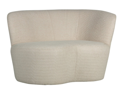 Bílá bouclé lenoška Stone 112 cm, pravá