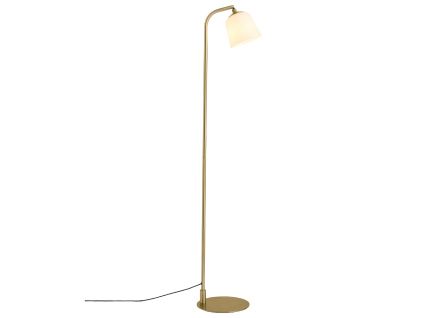 Bílá skleněná stojací lampa Halo Design Room 49 135 cm s mosaznou podstavou