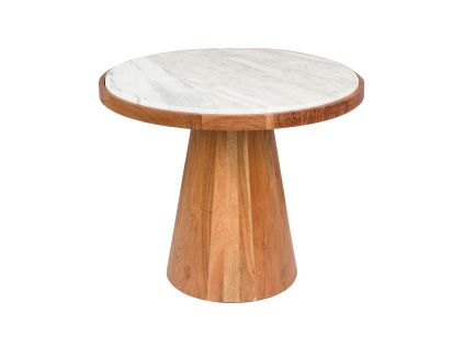 Bílý mramorový odkládací stolek MEES ø 40 cm