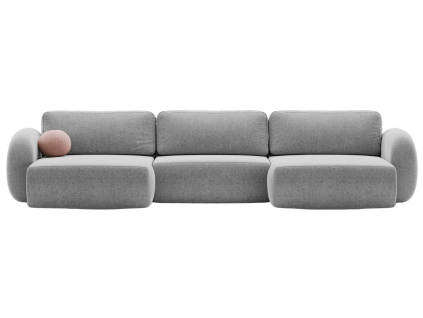 Světle šedá čalouněná rozkládací pohovka do u Kora 362 cm
