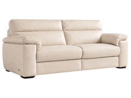 Béžová kožená trojmístná pohovka William 218 cm