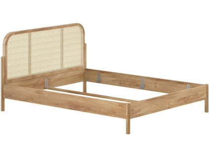Dubová postel Vipack Olive 160 x 200 cm s ratanovým čelem