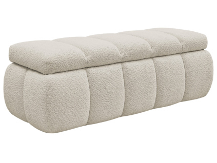 Béžová bouclé lavice Denali 144 cm s úložným prostorem