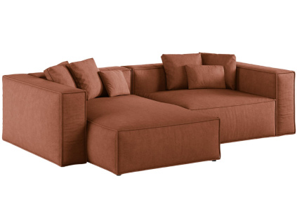 Terakotově oranžová čalouněná rohová pohovka Cosmopolitan Design Aveiro 254 cm, levá