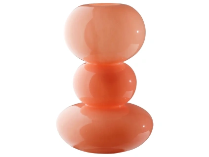 Růžová skleněná váza TOWER 30 cm