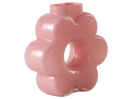 Růžová skleněná váza BLOMSTRA 22 cm