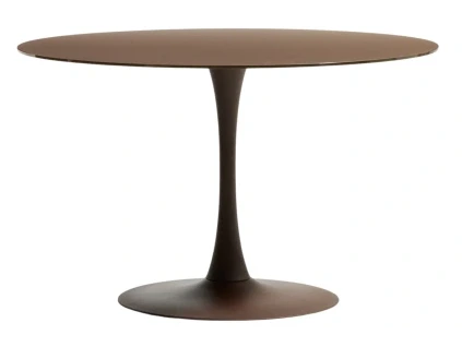Hnědý skleněný jídelní stůl Kave Home Vedira Ø120 cm