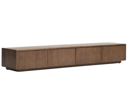 Hnědý TV stolek Kave Home Helvine 200 x 40 cm