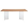 Dubový jídelní stůl Kave Home Lotty 180 x 100 cm se skleněnou podnoží