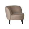 Béžové sametové lounge křeslo Norma 112 cm, pravé
