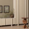 Šedobéžový dřevěný TV stolek Basu 200 x 46 cm