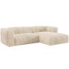 Světle béžová manšestrová rohová pohovka Martina 280 cm, pravá