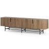 Hnědý TV stolek Marckeric Eldia 200 x 35 cm s dubovým dekorem