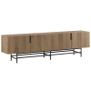 Hnědý TV stolek Eldia 200 x 35 cm s dubovým dekorem